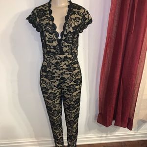 Black & Cream Lace All into One Jumper